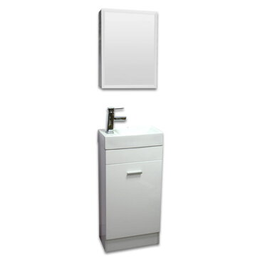 【送料無料】白小長方手洗水栓蛇口排水白床置き鏡ミラーキャビネット Ambest WM7414 鏡/フレームミラー/メイクアップ/角度/姿見/ドレッサー/化粧/寝室/居間/トイレ/洗面所/収納/洗面台/新築/改築/洗面化粧台