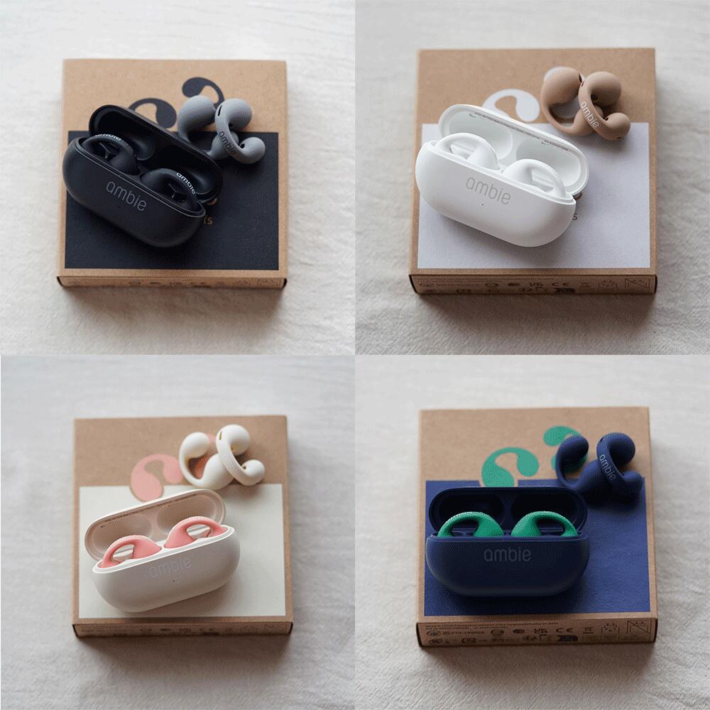 ambie sound earcuffs（アンビー サウンド イヤカフス）AM-TW02 スターターセット 耳をふさがないながら聴きイヤホン オープンイヤー 完全ワイヤレス Bluetooth対応 マイク付き オンライン会議 ランニング 送料無料 12ヶ月保証 公式ストア アンビー