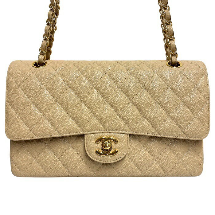IML-008 CHANEL (シャネル)マトラッセ25 クラシック フラップバッグ A01112 キャビアスキン Wフラップ Wチェーン ショルダーバッグ レディース 