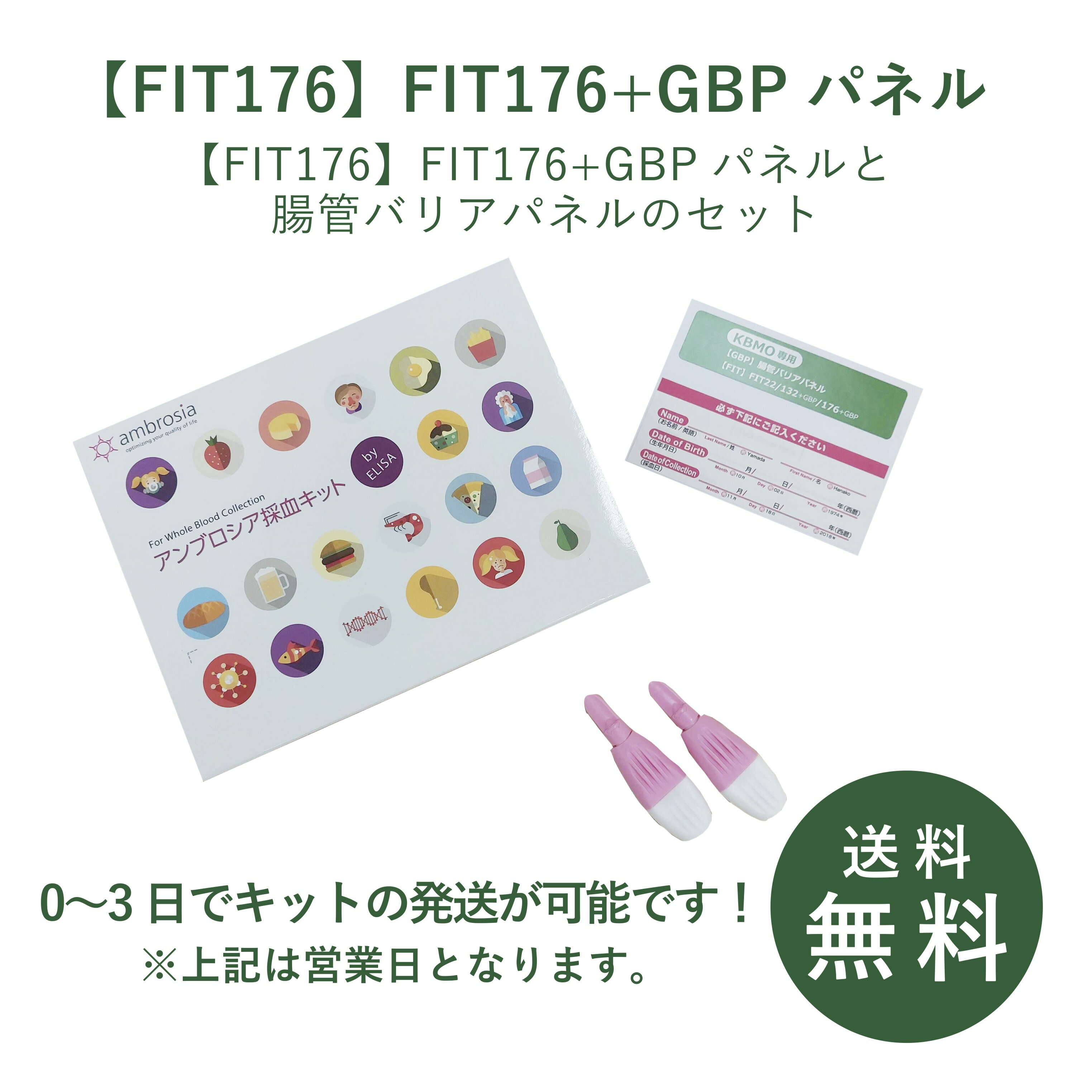 【FIT176】FIT176+GBPパネル遅延型アレルギー 遅延型アレルギー検査キット 抗体検査 食物過敏 フードアレルギー グルテン カゼイン 食..