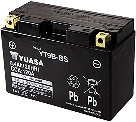 YT9B-BS 台湾 yuasa ユアサ バイク 用 バッテリー オートバイ 液入り充電済 GS ユアサ 互換 【 制御弁式 傾斜搭載不可 横置き不可 1年保証 PL保険 付き 】 YT9BーBS 送料無料