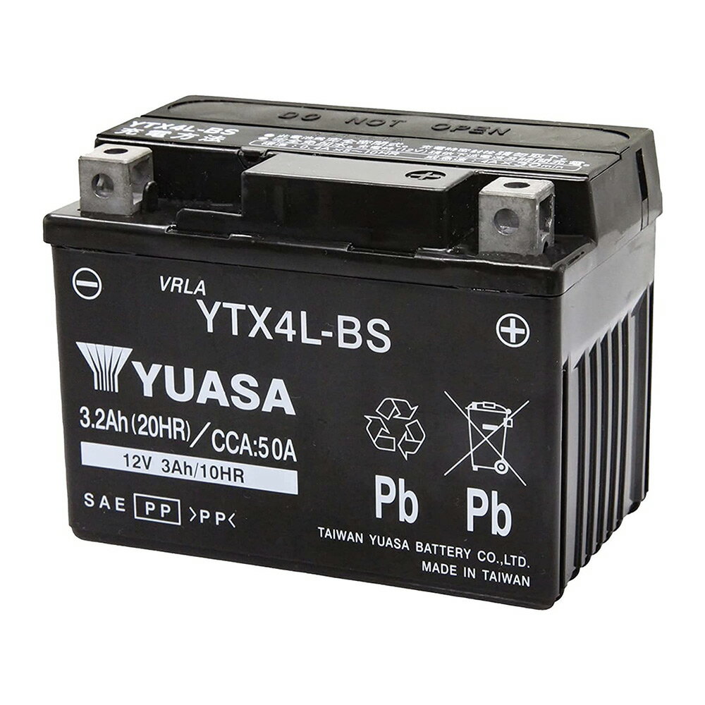 YTX4L-BS 台湾 ユアサ yuasa バイク バッテリー オートバイ 液入り充電済 YT4L-BS RBTX4L-BS FTH4L-BS GS ユアサ 互換 ジョグ DIO スーパーDIO 等 【 制御弁式 傾斜搭載不可 横置き不可 】 YTX4LーBS 送料無料