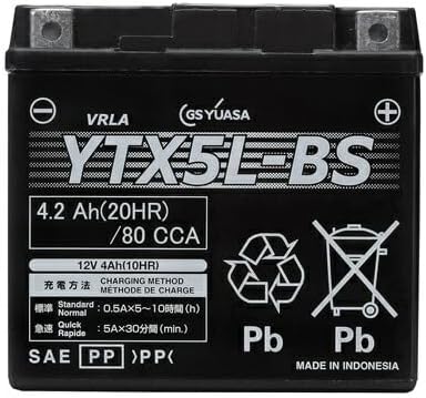 YTX5L-BS GS ユアサ VRLA 【 制御弁式 液入り充電済 】 ジーエスユアサ 傾斜搭載可 横置き可能 純正 正規品 バイク …