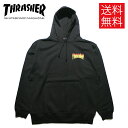 【送料無料】THRASHER FLAME OVERLAY HOODIE プルオーバー フーディー パーカー ブラック 黒 HOODIE Black スラッシャー