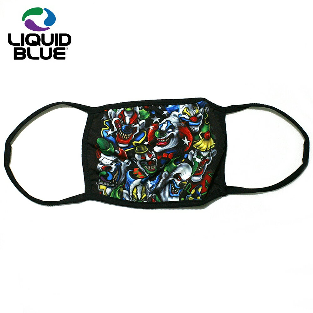 LIQUID BLUE COLORED CLOWNS フェイスマスク ピエロ 総柄 FACE COVERING MASK リキッドブルー フリーサ..