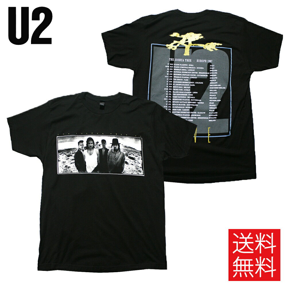 【送料無料】U2 THE JOSHUA TREE EUROPE 1987 ライセンス オフィシャル Tシャツ 公式 黒 半袖 LIVE NATION T-Shirt Black ユーツー