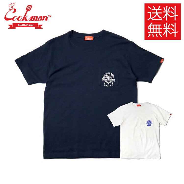 COOKMAN x Pabst Blue Ribbon クックマン x パブストブルーリボン Pocket T-shirts コラボ ポケットTシャツ Pabst ネイビー ホワイト 半袖 紺 白 Navy White メンズ レディース 男女兼用 カジュアル