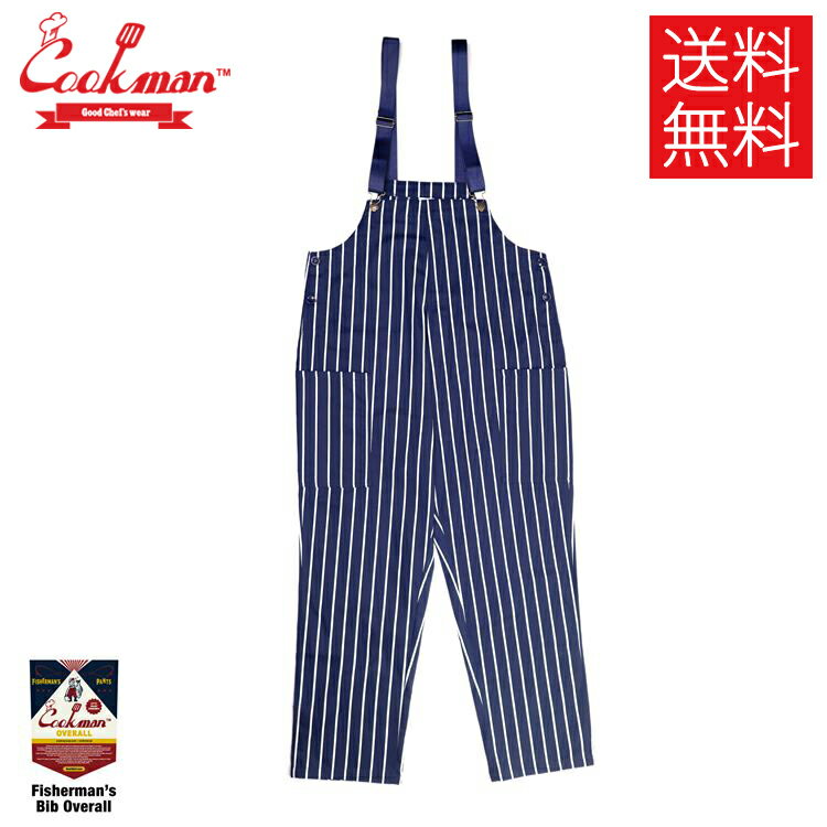 COOKMAN Fisherman's Bib Navy Stripe オーバーオール ネイビー ストライプ 紺 青 Overall クックマン メンズ レディース 男 女 ユニセックス