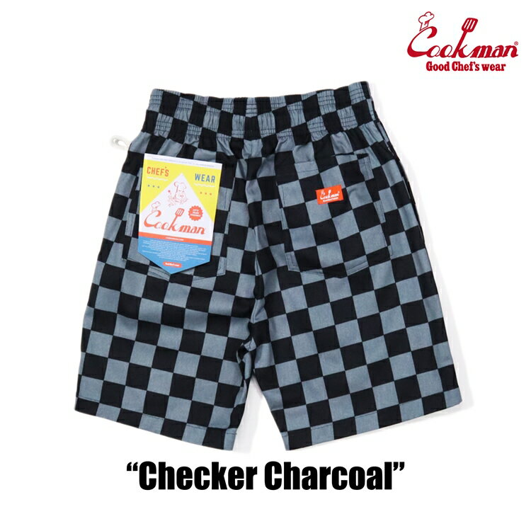 【送料無料】COOKMAN クックマン Short Chef Pants ショート シェフパンツ Checker Charcoal チェッカー チャコール 灰 イージーパンツ メンズ レディース 男女兼用 カジュアル
