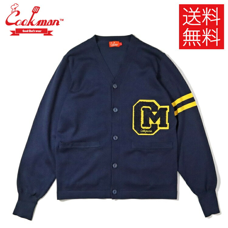 【送料無料】COOKMAN Knitted Cardigan Letterman Navy カーディガン ネイビー 紺 クックマン メンズ レディース 男女兼用のサムネイル