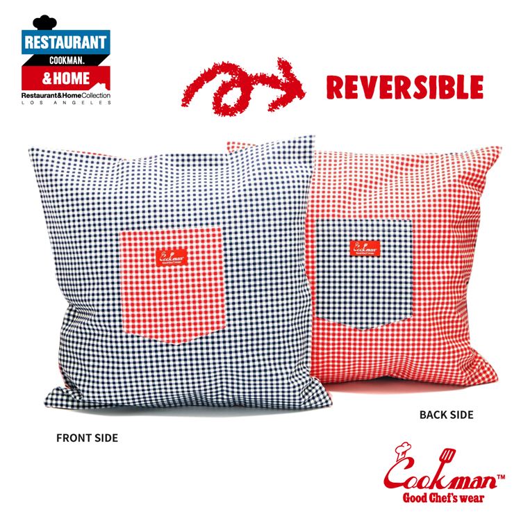 楽天Atomicdope　アトミックドープCOOKMAN Gingham Cushion Pocket Cover リバーシブル クッションカバー ストライプ レッド ネイビー Reversible Red & Navy クックマン メンズ レディース 男 女 unisex ユニセックス