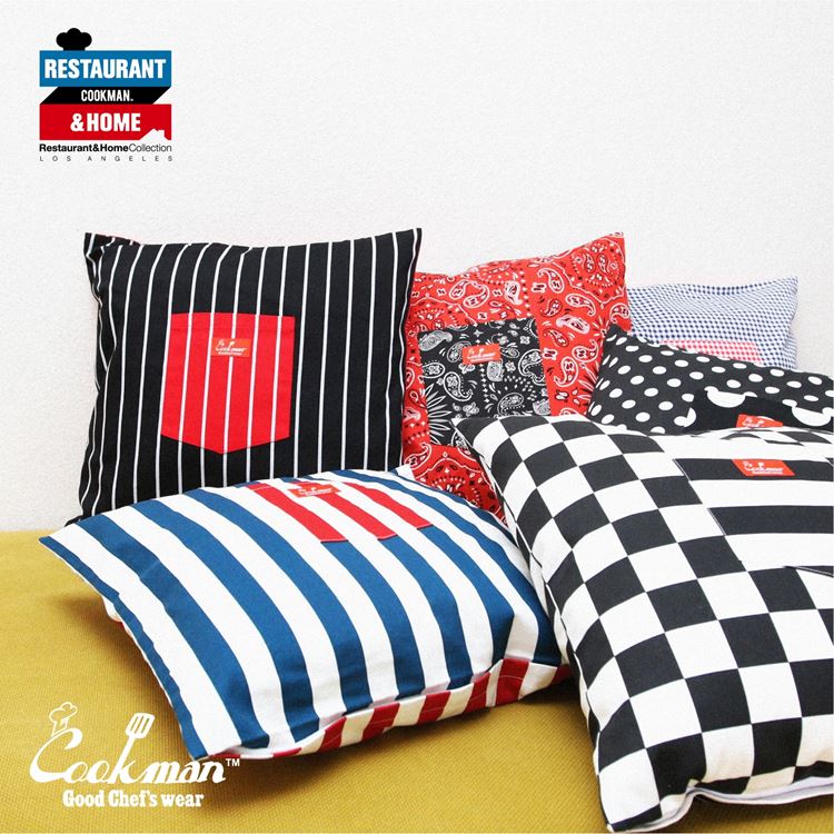COOKMAN Gingham Cushion Pocket Cover リバーシブル クッションカバー ストライプ レッド ネイビー Reversible Red & Navy クックマン メンズ レディース 男 女 unisex ユニセックス amd1-10008379 Atomicdope アトミックドープ サンプル画像2