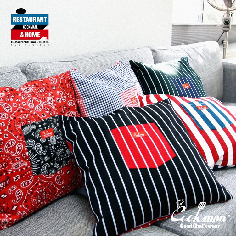 COOKMAN Gingham Cushion Pocket Cover リバーシブル クッションカバー ストライプ レッド ネイビー Reversible Red & Navy クックマン メンズ レディース 男 女 unisex ユニセックス amd1-10008379 Atomicdope アトミックドープ サンプル画像3