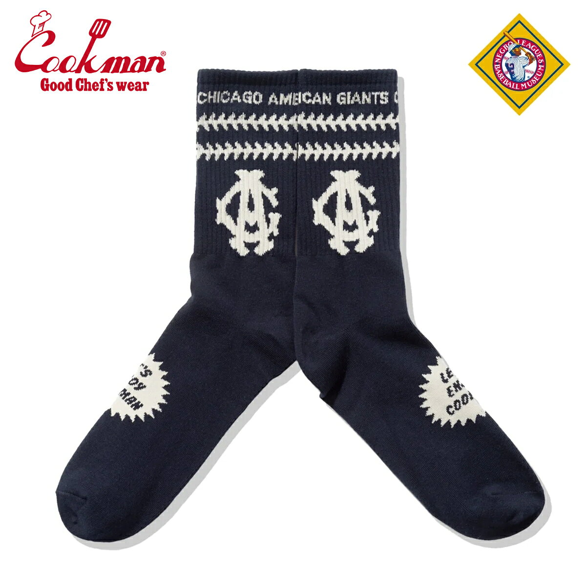 Rakuten - COOKMAN × NEGRO LEAGUES クックマン × ニグロリーグ Rib Crew Socks NLBM CHICAGO AMERICAN GIANTS Navy リブクルーソックス シカゴ アメリカンジャイアンツ ネイビー 靴下 メンズ レディース 男女兼用 カジュアル US 6-12 (24-30cm相当)