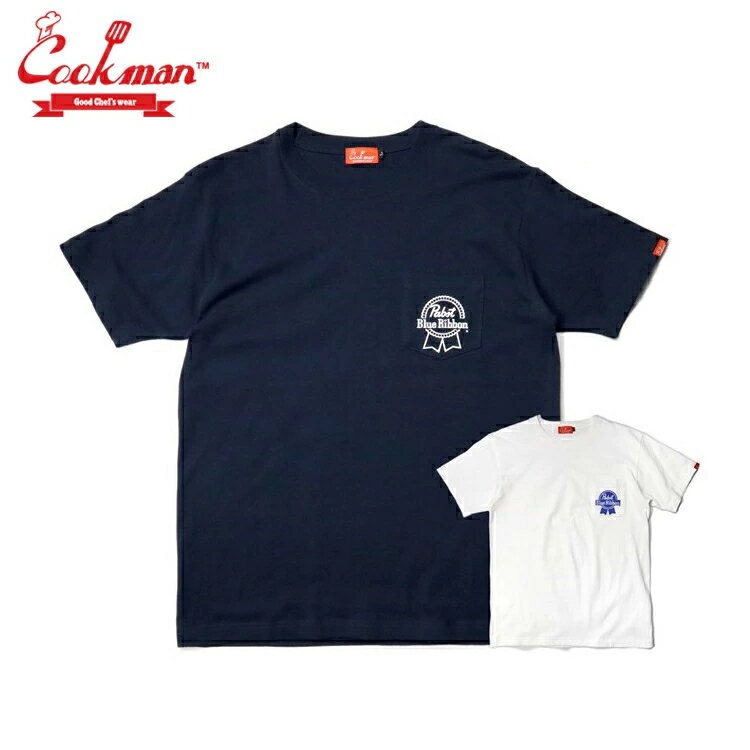 COOKMAN x Pabst Blue Ribbon クックマン x パブストブルーリボン Pocket T-shirts コラボ ポケットTシャツ Pabst ネイビー ホワイト 半袖 紺 白 Navy White メンズ レディース 男女兼用 カジュアル