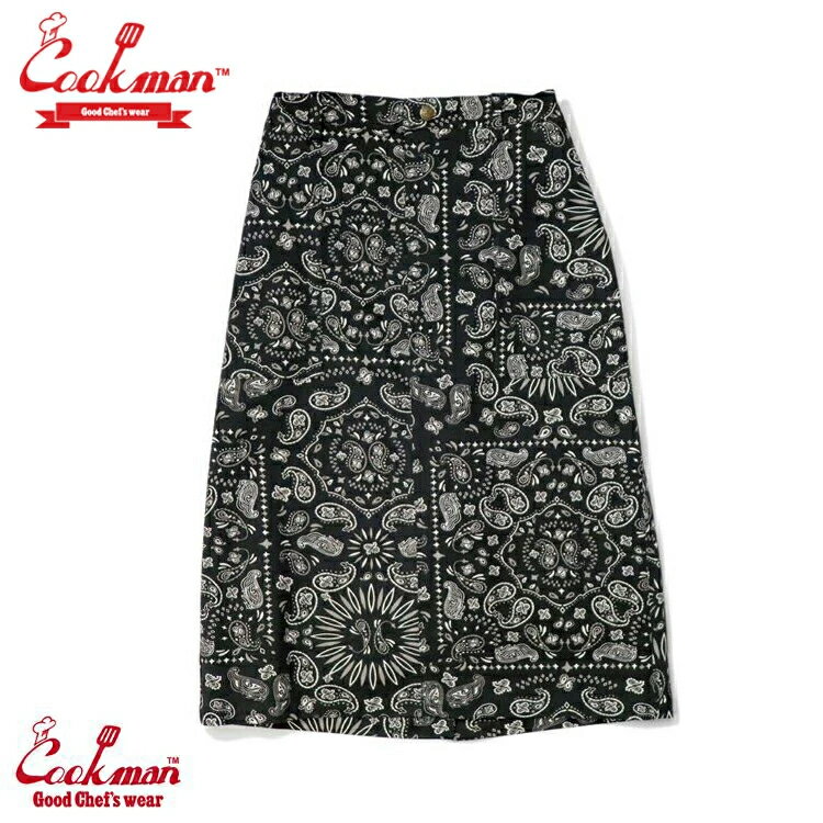 COOKMAN Black Paisley ベイカーズ スカート ブラック ペイズリー 黒 総柄 Baker's Skirt クックマン レディース ガールズ 女