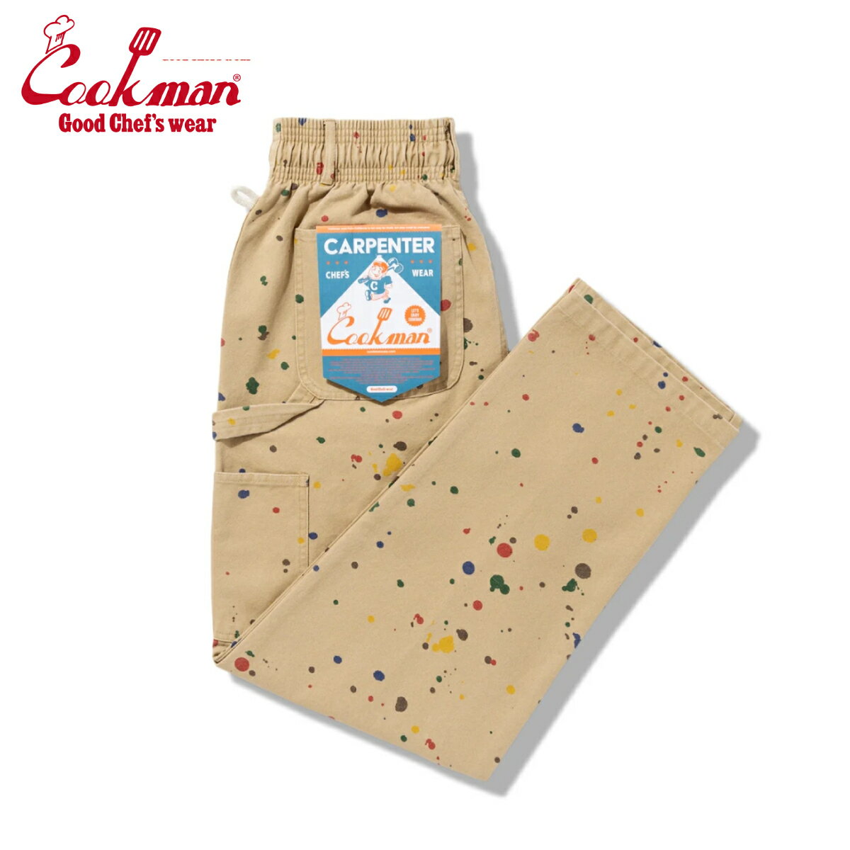 Rakuten - COOKMAN クックマン Carpenter's Pants カーペンターズパンツ シェフパンツ 11oz Washed duck canvas Sauce Splash Beige 11オンス ウォッシュド ダック キャンバス ソーススプラッシュ ベージュ イージーパンツ メンズ レディース 男女兼用 カジュアル