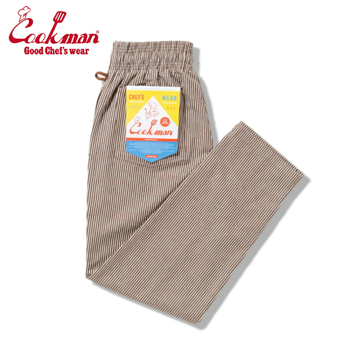 Rakuten - COOKMAN クックマン Chef Pants シェフパンツ Hickory Brown ヒッコリー ブラウン イージーパンツ メンズ レディース 男女兼用 カジュアル