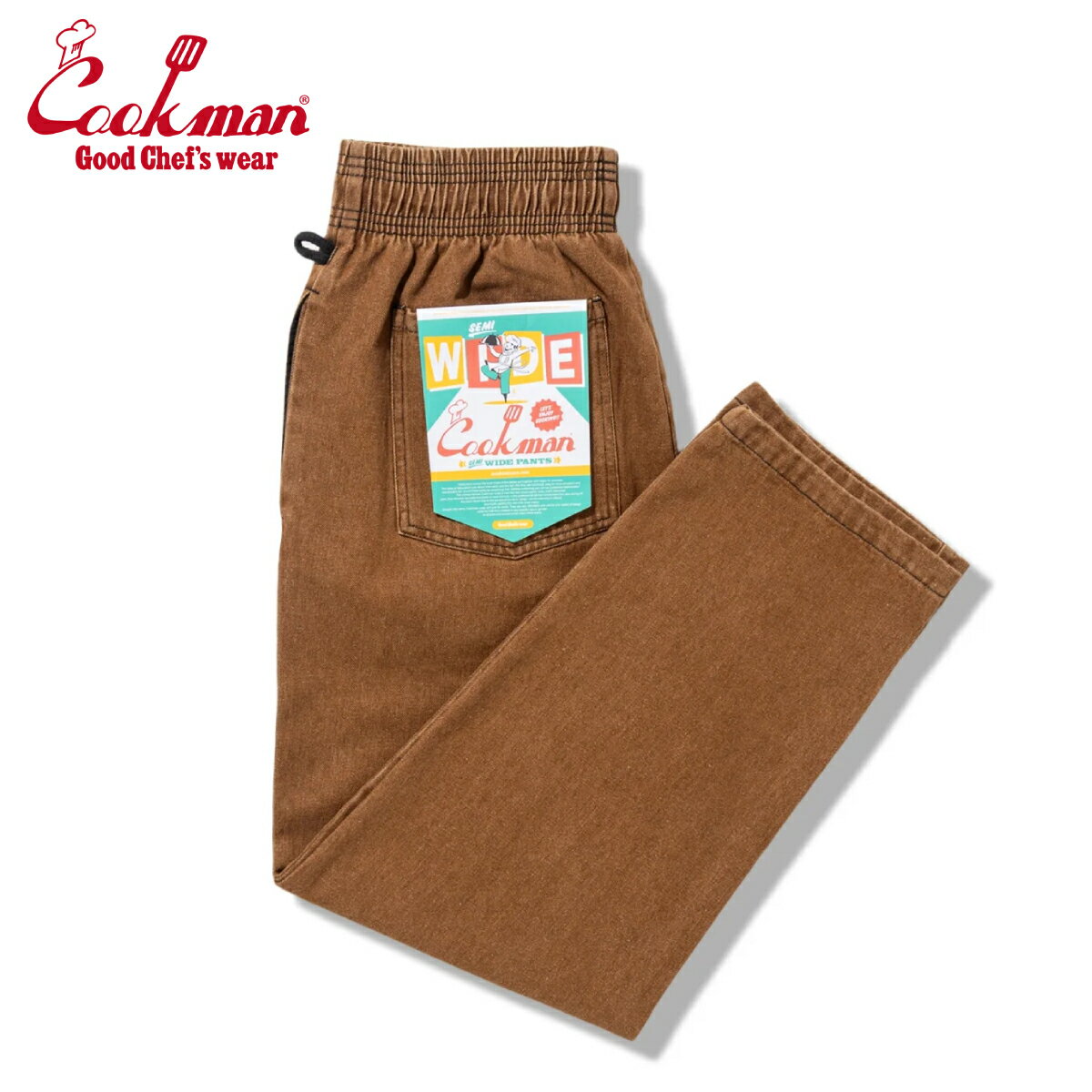 Rakuten - COOKMAN クックマン Semiwide Chef Pants セミワイド シェフパンツ Denim Brown デニムブラウン イージーパンツ メンズ レディース 男女兼用 カジュアル