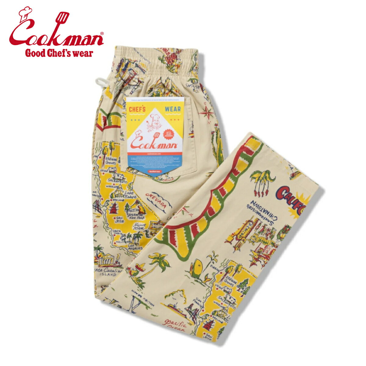 Rakuten - COOKMAN クックマン Chef Pants シェフパンツ Souvenir Map California OffWhite スーベニア マップ カリフォルニア オフホワイト イージーパンツ メンズ レディース 男女兼用 カジュアル