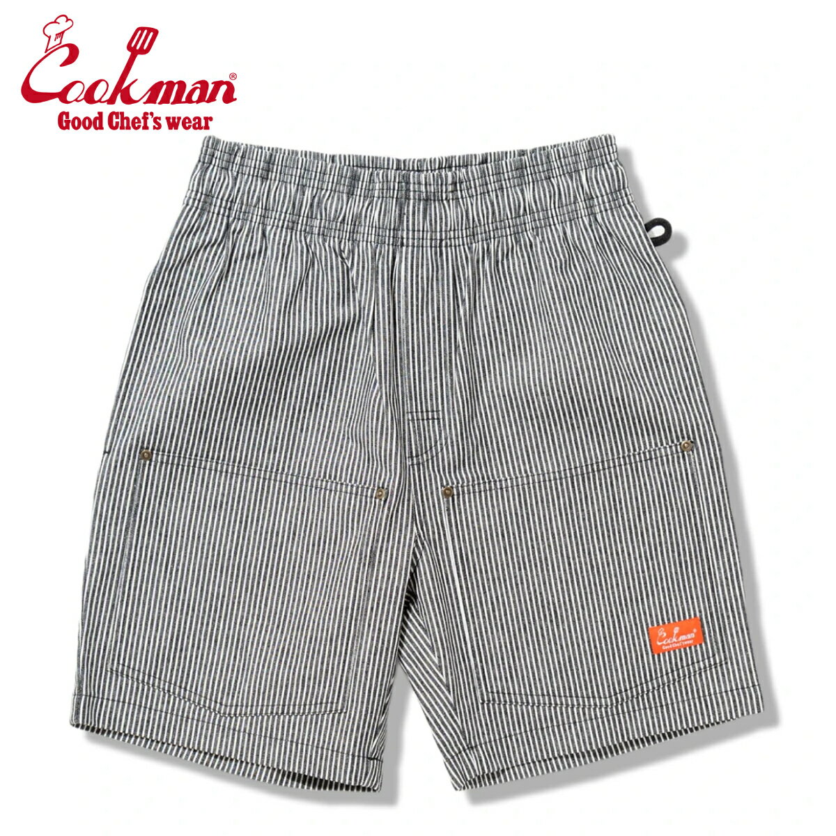Rakuten - COOKMAN クックマン Chef Pants Short Front Pocket ショート シェフパンツ フロントポケット Hickory Black ヒッコリー ブラック