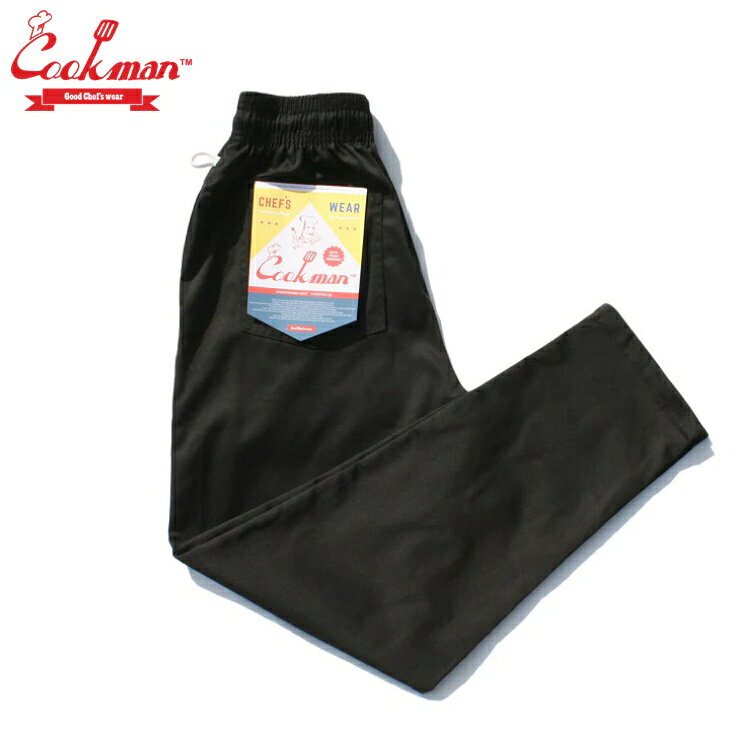 COOKMAN クックマン Chef Pants シェフパンツ Black ブラック 黒 無地 イージーパンツ メンズ レディース 男女兼用 カジュアル