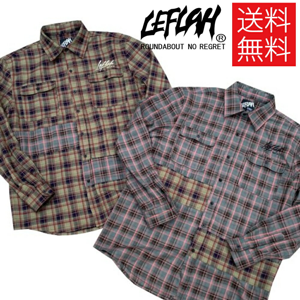 LEFLAH switched チェックシャツ ロングスリーブ グレー カーキ 長袖 check shirts Grey Khaki レフラー