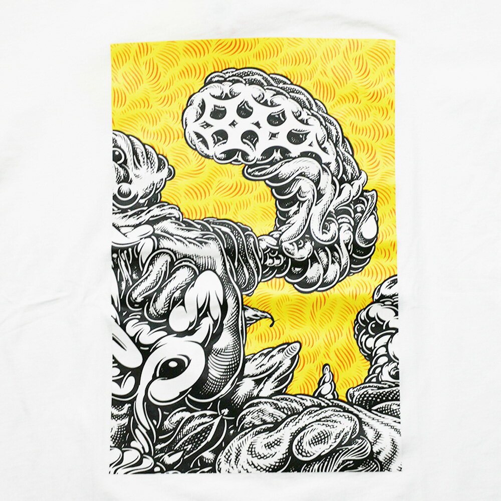 【送料無料】MISHKA x Mark Dean Veca コラボ Tシャツ 半袖 白 紫 MONSTER GRAPHIC TEE White Purple ミシカ x マークディーンヴェカ