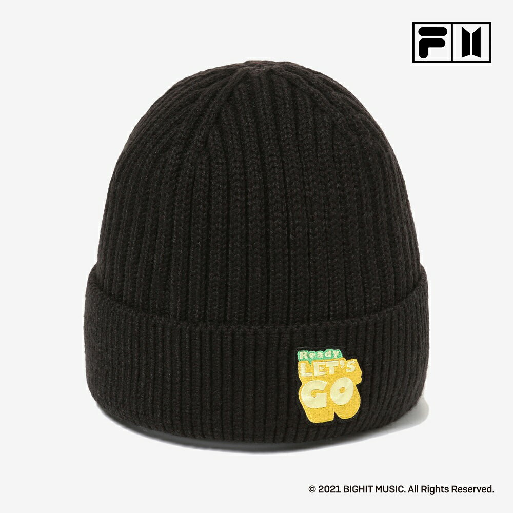 BTS×FILA DYNAMITE コラボ ビーニー ブラック ニット帽 帽子 黒 Beanie Black ビーティーエス 防弾少年団 x フィラ フリーサイズ メンズ レディース 男女兼用