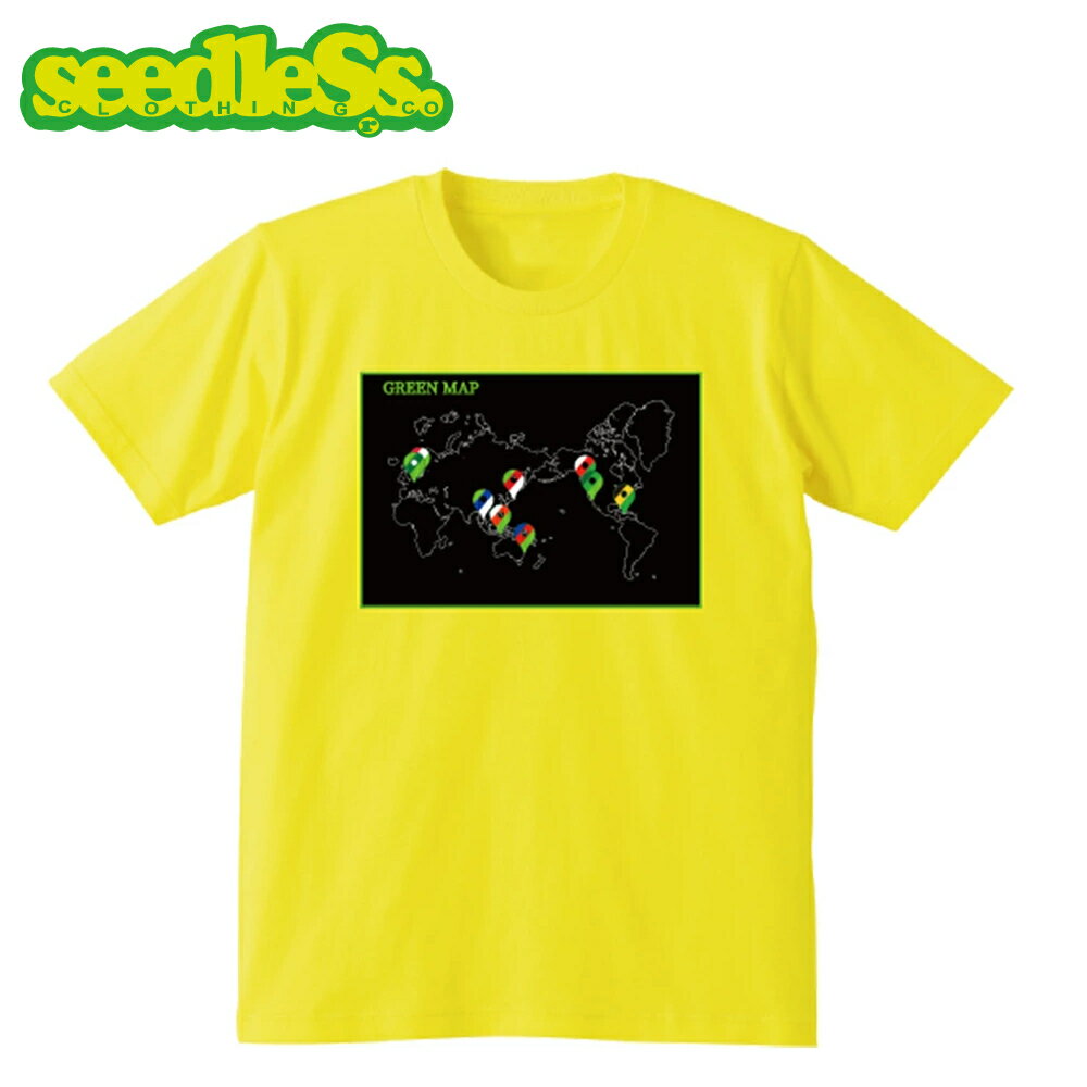 Rakuten - seedleSs gReen map Tシャツ イエロー 半袖 黄 S/S TEE Yellow シードレス