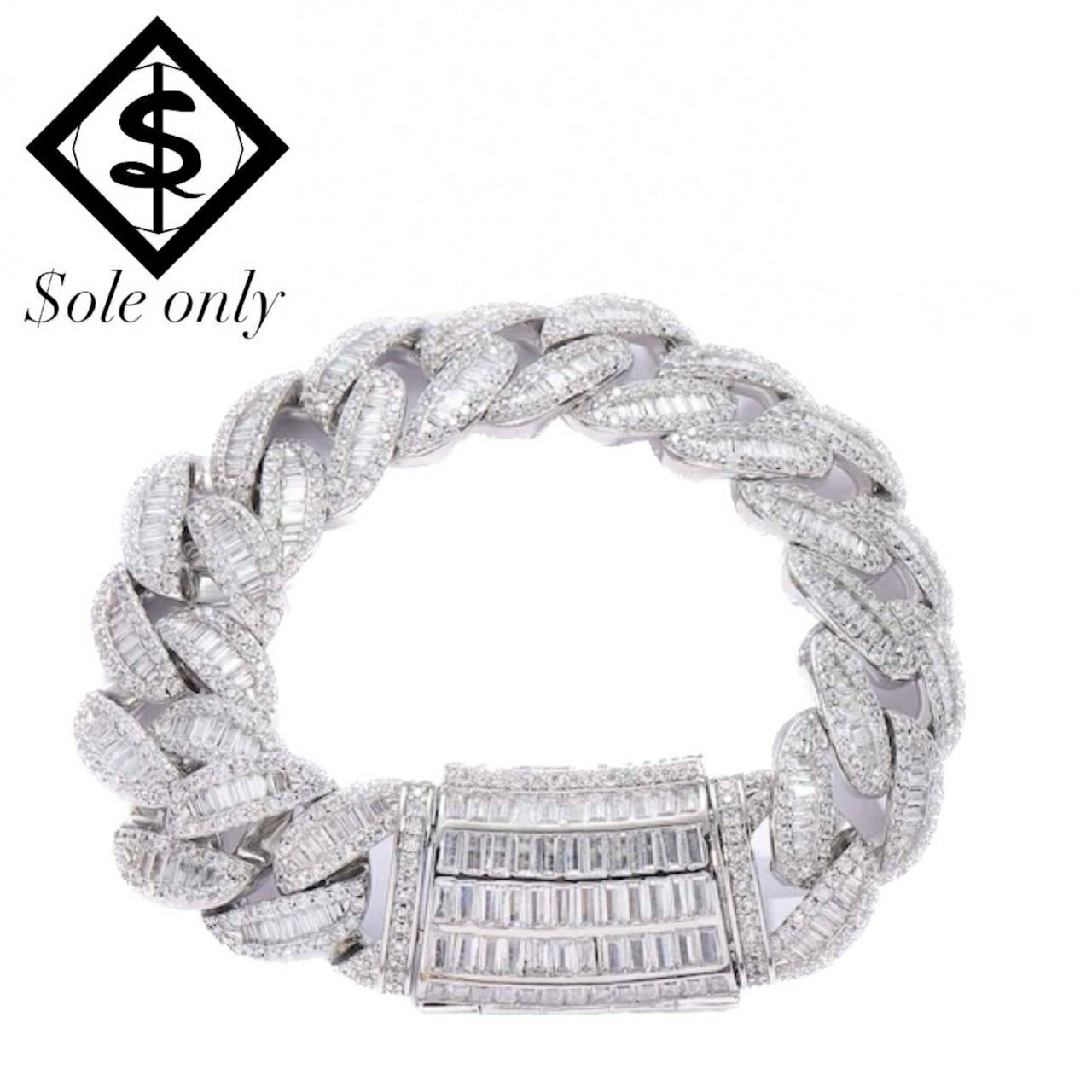 $ole only CZ Pave Diamond ブレスレット キューバ チェーン CZ パフェダイヤ シルバー 銀 Cuban Chain Silver ソールオンリー メンズ レディース ユニセックス 男女兼用