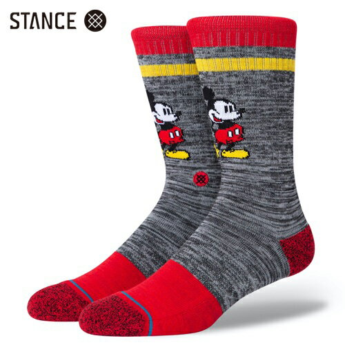 STANCE x DISNEY VINTAGE MICKEY 2020 インフィニット コラボ ソックス ミッキーマウス グレー/レッド 靴下 灰/赤 INFIKNIT SOCKS Grey/Red スタンス x ディズニー