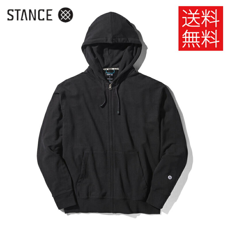 【送料無料】STANCE SHELTER ジップ フーディー パーカー ブラック 黒 無地 ZIP HOODIE Black スタンス メンズ レディース 男女兼用