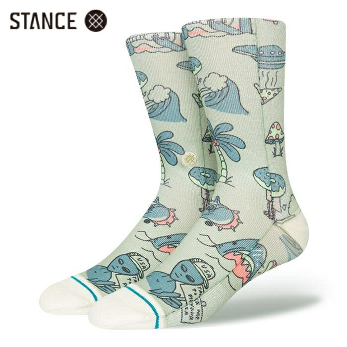 STANCE HUNGER ソックス セージ 靴下 黄緑 総柄 SOCKS Sage スタンス