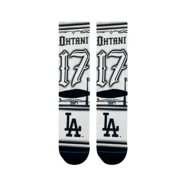 STANCE x Mister Cartoon x 大谷翔平(LA Dodgers) SHOHEI CARTOON コラボ ソックス ホワイト 靴下 総柄 白 SOCKS White スタンス x ミスターカートゥーン x Shohei Ohtani(ドジャース) サイズL(25.5-29.0cm)