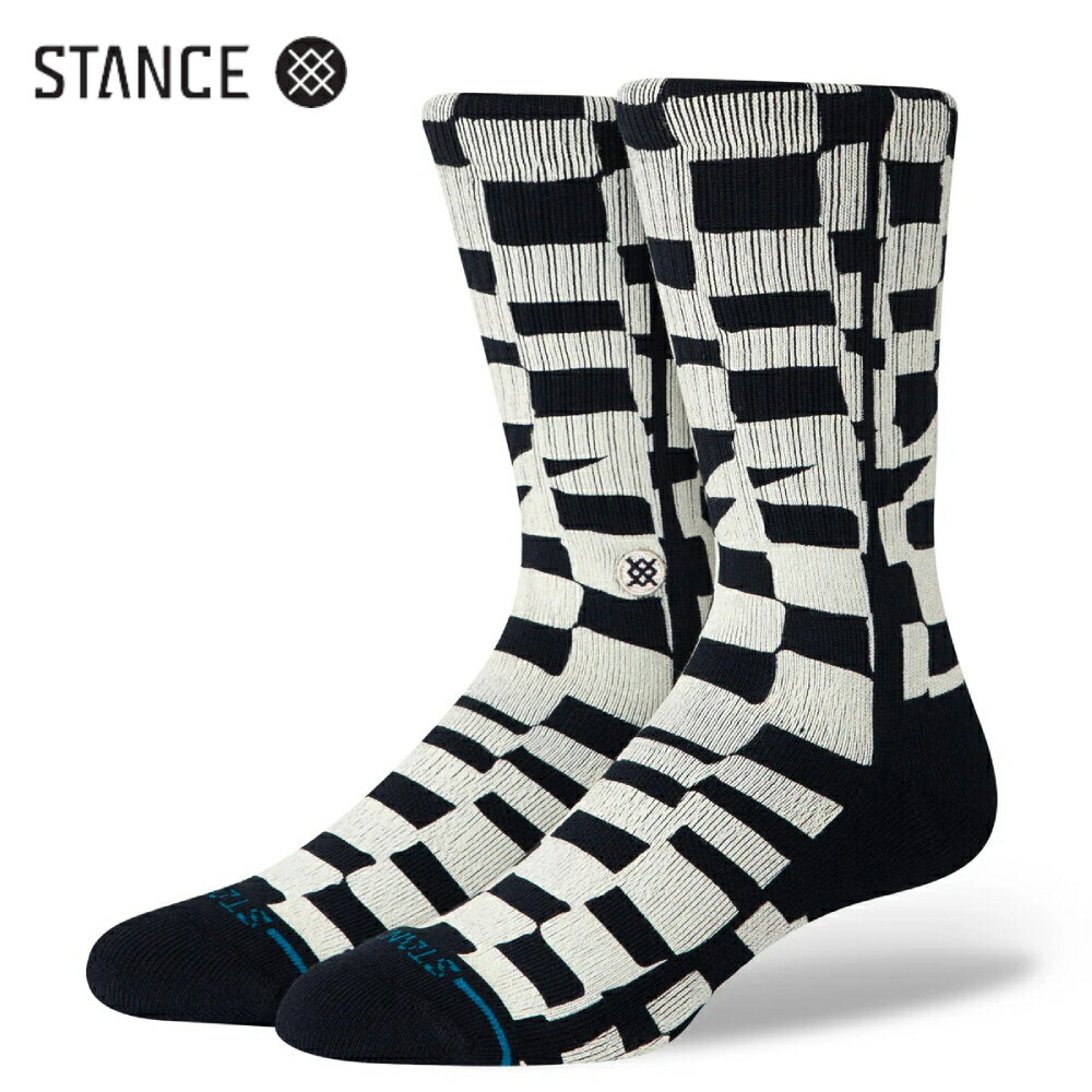 STANCE WAVE CHECK ソックス ブラック 靴下 総柄 SOCKS Black スタンス サイズL 25.5-29.0cm