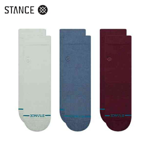 STANCE ICON QUARTER 3 PACK クオーター ソックス3足セット マルチ ペイルブルー 靴下 SOCKS Multi PaleBlue スタンス Lサイズ (25.5-29.0cm)