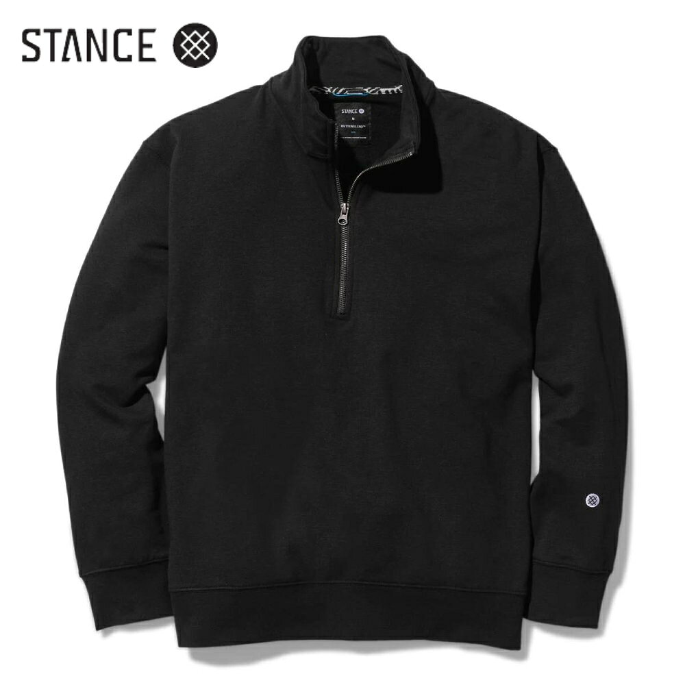 STANCE SHELTER ハーフジップ スウェット ブラック 黒 無地 1/2 ZIP SWEAT Black スタンス メンズ レディース 男女兼用