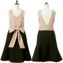 エプロン ブランド 高級 アームボーテ ピンク・ブラック水玉おもてなしエプロンエール AOE04 ポリエステル100% 黒 かわいい おしゃれ マーメイドラインスカート 骨格ストレート 骨スト ドッキング ワンピース お尻が隠れる エレガント 母の日 日本製 上品 ギフト
