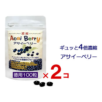 【ポイント最大16倍+200円OFFクーポン】 濃縮 アサイーベリー 徳用 100粒 2個セット 約3ヶ月分 アサイー アサイベリー ルテイン アントシアニン ポリフェノール サプリメント サプリ ロドプシン 送料無料