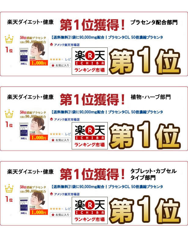 200円OFFクーポン 【ポイント10倍＆送料無料】 1袋に300,000mg配合！ プラセンタCL徳用100粒 3コセット プラセンタ フイッシュコラーゲン アンチエイジング ハーブ 美肌 更年期 肌荒れ 若返り 美白 サプリメント サプリ