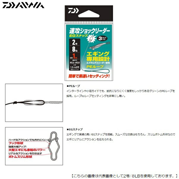 ダイワ 速攻ショックリーダーEGスナップ　2号/8lb　徳用 メール便配送可 [用品]