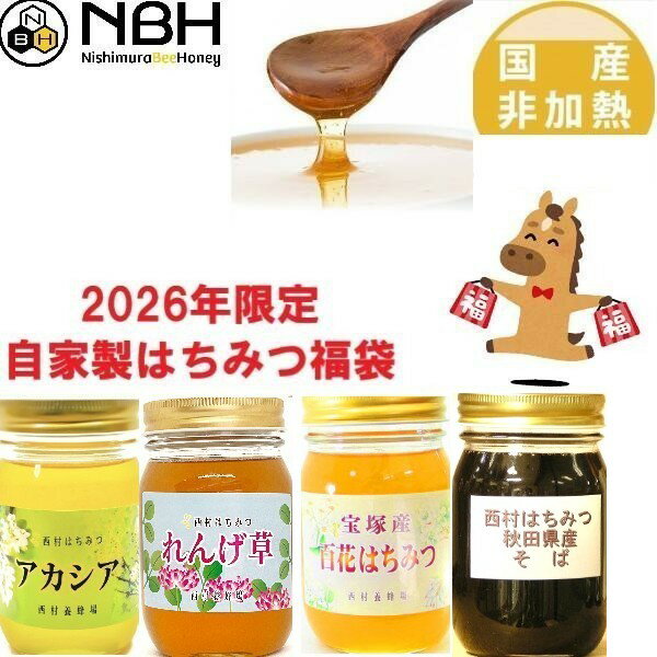 はちみつ 国産 非加熱 無添加 福袋  お歳暮 母の日 父の日 はちみつ ハチミツ 500g 4本セット ハニー HONEY 蜂蜜 瓶詰 国産蜂蜜 送料無料 ameria アメリア