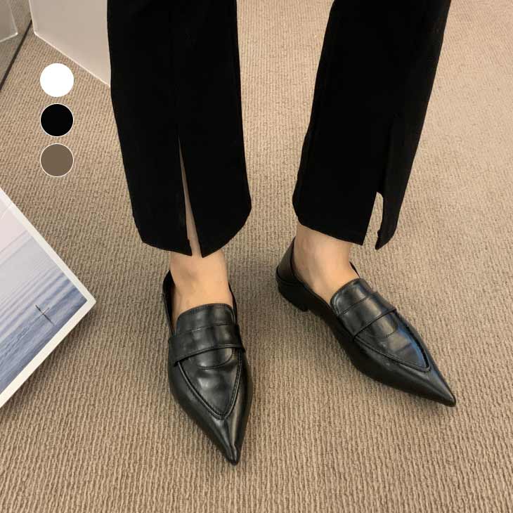 ローヒール フラットシューズ パンプス おしゃれ トレンド かわいい シンプル キレイめ PU 合皮 おすすめ 痛くなりにくい 通勤 歩きやすい お出かけ レディース 韓国ファッション【ash208-207】【即納：1-5営業日】【送料無料】宅込のサムネイル