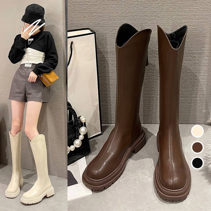 【在庫一掃×半額クーポン対象】【秋冬】ロングブーツ ジョッキーブーツ レディース ローヒール レディースブーツ 美脚 シンプルデザイン 膝丈 ニーハイブーツ 細見せ 【ash210-006】【即納：1-5営業日】【送料無料】宅込のサムネイル