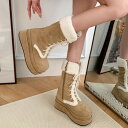 【60%OFFクーポン対象】【訳アリ】ボアブーツ ミディアム 暖か 厚底 レースアップ 美脚 脚長効果 歩きやすい 防寒 おすすめ おしゃれ レディース トレン...