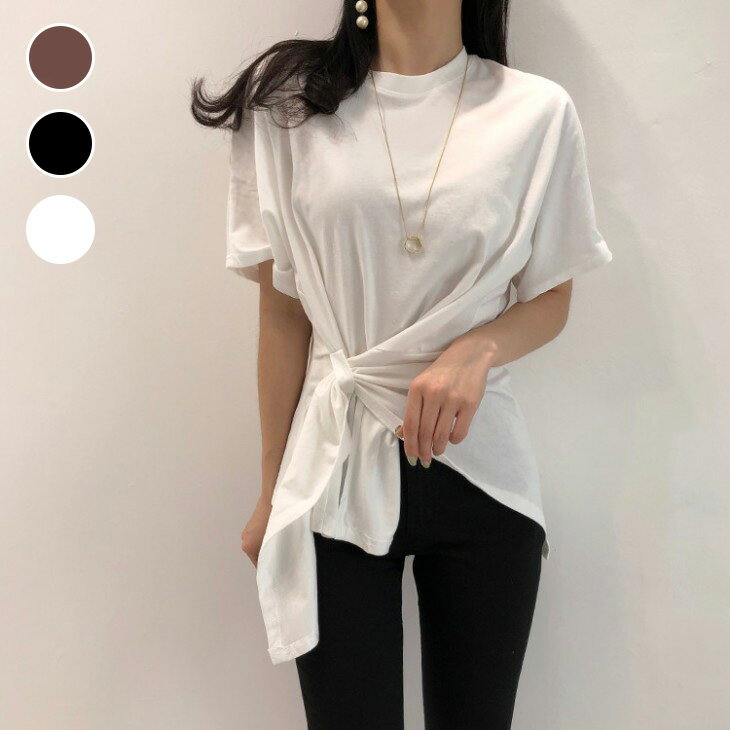 【半額クーポン対象】ウエストマーク Tシャツ トップス 無地 シンプル クルーネック カットソー 半袖 カジュアル きれいめ 夏 おすすめ レディース オシャレ トレンド プチプラ 韓国ファッション 【9563-br1028】【予約販売：15-20日入荷予定順次発送】【送料無料】メ込2のサムネイル