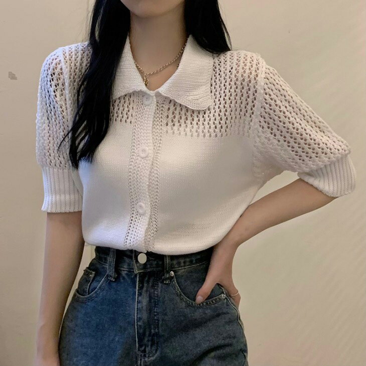 【半額クーポン対象】サマーニット カーディガン 5分袖 大人可愛い 透け感 上品 羽織り デート お出かけ おすすめ おしゃれ レディース トレンド 人気 プチプラ 韓国ファッション 2025春夏新作 【1621-d】【予約販売：15-20日】【送料無料】メ込2のサムネイル