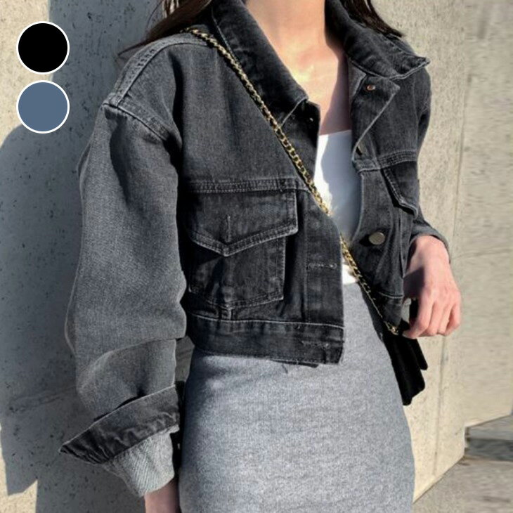 【半額クーポン対象】ショート丈 デニムジャケット クロップド丈 Gジャン 大人カジュアル ダメージ加工 オーバーサイズ 羽織り おすすめ おしゃれ レディース トレンド 人気 プチプラ 韓国ファッション 2025新作 【6867-tb】【予約販売：15-20日】【送料無料】宅込のサムネイル