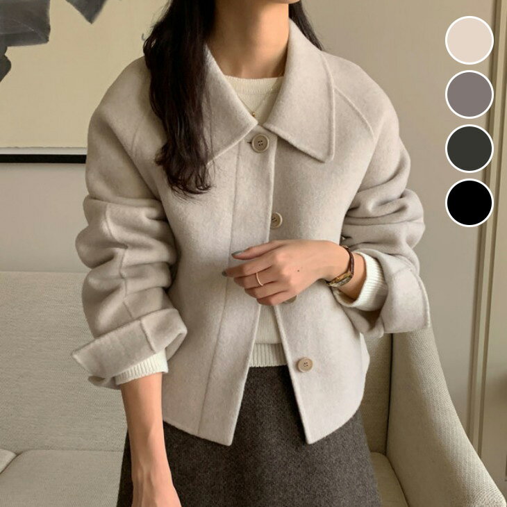 【半額クーポン対象】大人可愛い キレイめ シンプル ジャケット コート 短め 可愛い 無地 長袖 秋冬 上着 羽織り ゆったり おすすめ レディース オシャレ トレンド 人気 プチプラ 韓国ファッション【aotaw25-dk07】【予約販売：15-20日】【送料無料】宅込のサムネイル